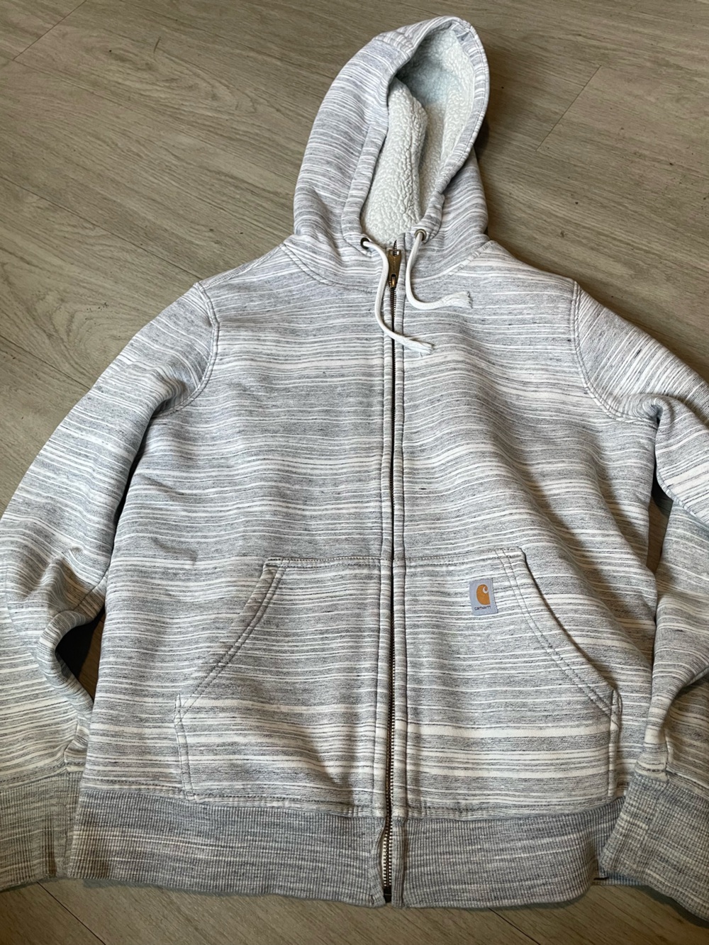 Carhartt Women’s Light Gray Marled Sherpa-Lined Full-Zip Hoodie